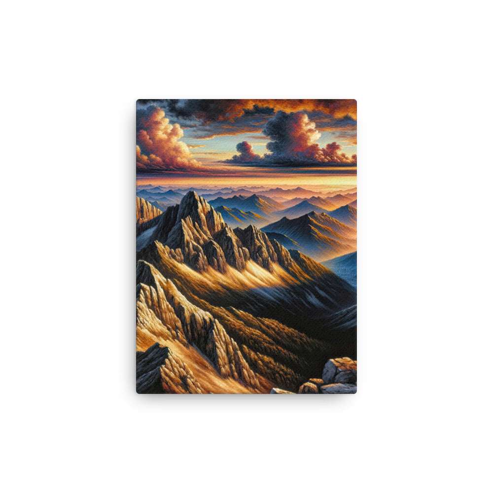 Alpen in Abenddämmerung: Acrylgemälde mit beleuchteten Berggipfeln - Dünne Leinwand berge xxx yyy zzz 30.5 x 40.6 cm