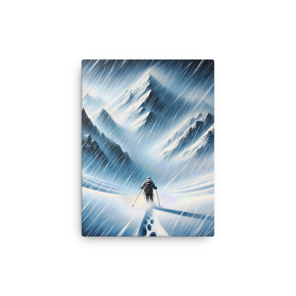 Wanderer und Bergsteiger im Schneesturm: Acrylgemälde der Alpen - Dünne Leinwand wandern xxx yyy zzz 30.5 x 40.6 cm