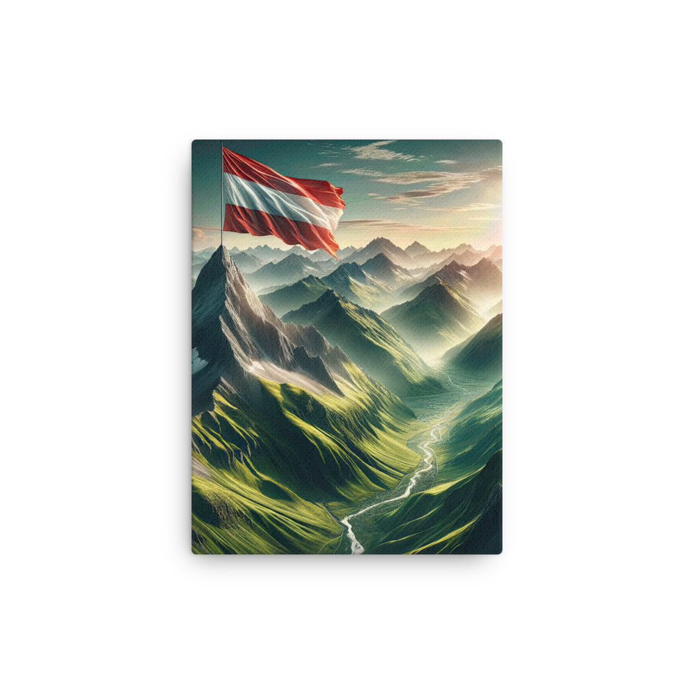 Alpen Gebirge: Fotorealistische Bergfläche mit Österreichischer Flagge - Dünne Leinwand berge xxx yyy zzz 30.5 x 40.6 cm