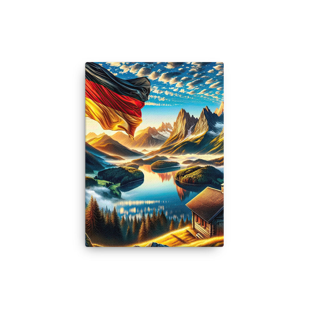 Alpen Gebirge im Morgenlicht: Kunstwerk mit Deutsche Flagge - Dünne Leinwand berge xxx yyy zzz 30.5 x 40.6 cm