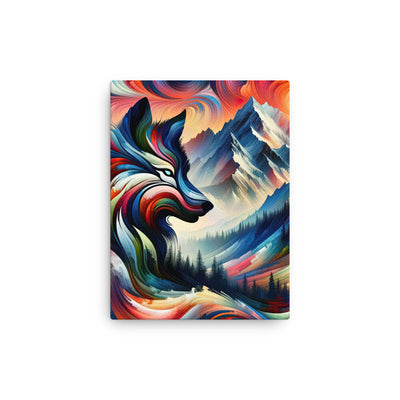 Abstrakte Kunst der Alpen mit majestätischer Wolfssilhouette. Lebendige, wirbelnde Farben, unvorhersehbare Muster (AN) - Dünne Leinwand xxx yyy zzz 30.5 x 40.6 cm