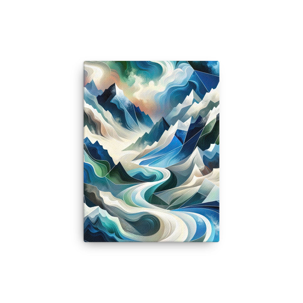 Abstrakte Kunst der Alpen, die geometrische Formen verbindet, um Berggipfel, Täler und Flüsse im Schnee darzustellen. . - Thin Canvas berge xxx yyy zzz 30.5 x 40.6 cm
