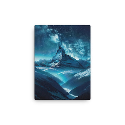 Winterabend in den Bergen: Digitale Kunst mit Sternenhimmel - Dünne Leinwand berge xxx yyy zzz 30.5 x 40.6 cm