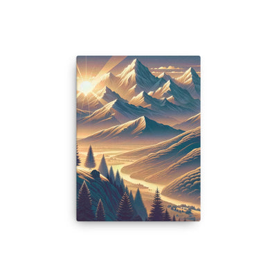 Alpen-Morgendämmerung, erste Sonnenstrahlen auf Schneegipfeln - Dünne Leinwand berge xxx yyy zzz 30.5 x 40.6 cm