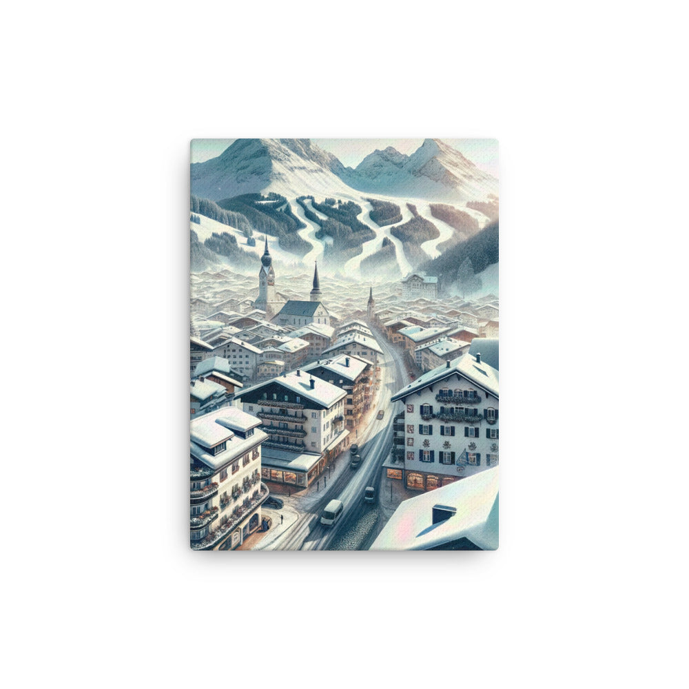 Winter in Kitzbühel: Digitale Malerei von schneebedeckten Dächern - Dünne Leinwand berge xxx yyy zzz 30.5 x 40.6 cm