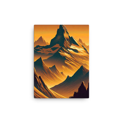 Fuchs in Alpen-Sonnenuntergang, goldene Berge und tiefe Täler - Dünne Leinwand camping xxx yyy zzz 30.5 x 40.6 cm