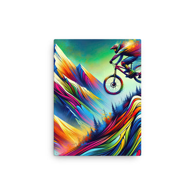 Mountainbiker in farbenfroher Alpenkulisse mit abstraktem Touch (M) - Dünne Leinwand xxx yyy zzz 30.5 x 40.6 cm