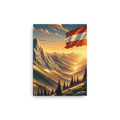 Ruhiger Alpenabend mit österreichischer Flagge und goldenem Sonnenuntergang - Dünne Leinwand berge xxx yyy zzz 30.5 x 40.6 cm