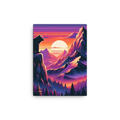 Alpen-Sonnenuntergang mit Bär auf Hügel, warmes Himmelsfarbenspiel - Dünne Leinwand camping xxx yyy zzz 30.5 x 40.6 cm