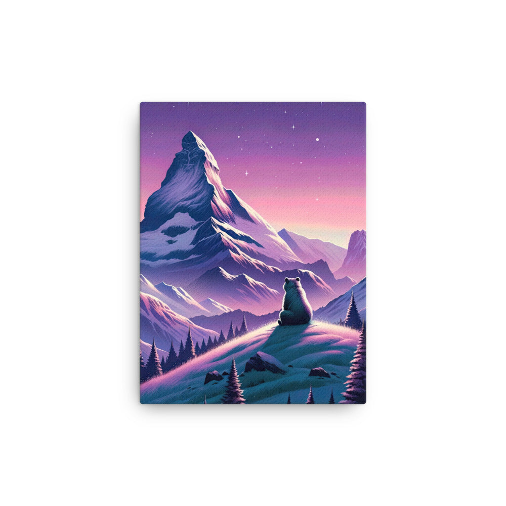 Bezaubernder Alpenabend mit Bär, lavendel-rosafarbener Himmel (AN) - Dünne Leinwand xxx yyy zzz 30.5 x 40.6 cm