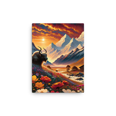 Magischer Alpenabend mit Hochlandkuh und goldener Sonnenkulisse - Dünne Leinwand berge xxx yyy zzz 30.5 x 40.6 cm