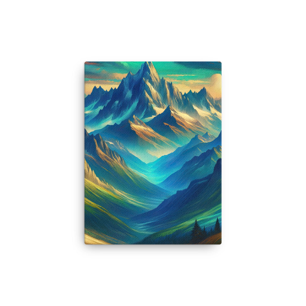 Atemberaubende alpine Komposition mit majestätischen Gipfeln und Tälern - Dünne Leinwand berge xxx yyy zzz 30.5 x 40.6 cm