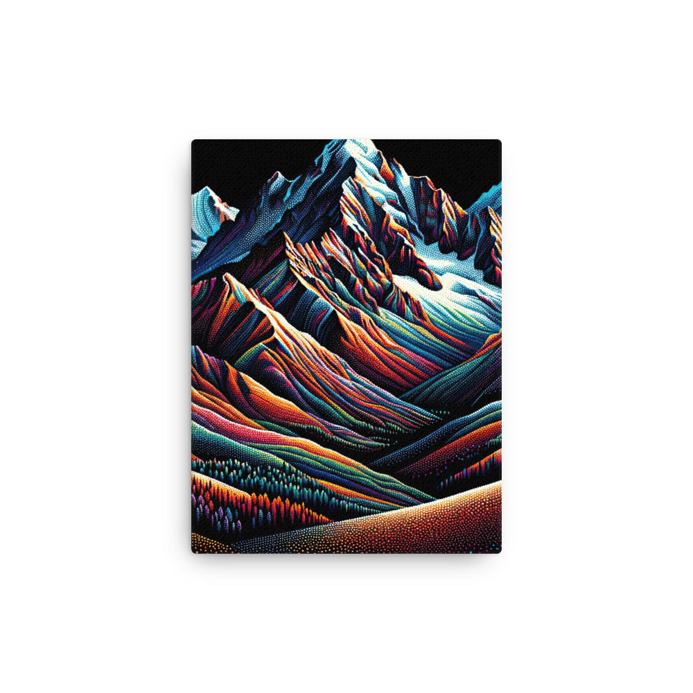 Pointillistische Darstellung der Alpen, Farbpunkte formen die Landschaft - Dünne Leinwand berge xxx yyy zzz 30.5 x 40.6 cm