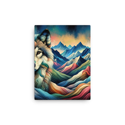 Traumhaftes Alpenpanorama mit Wolf in wechselnden Farben und Mustern (AN) - Dünne Leinwand xxx yyy zzz 30.5 x 40.6 cm