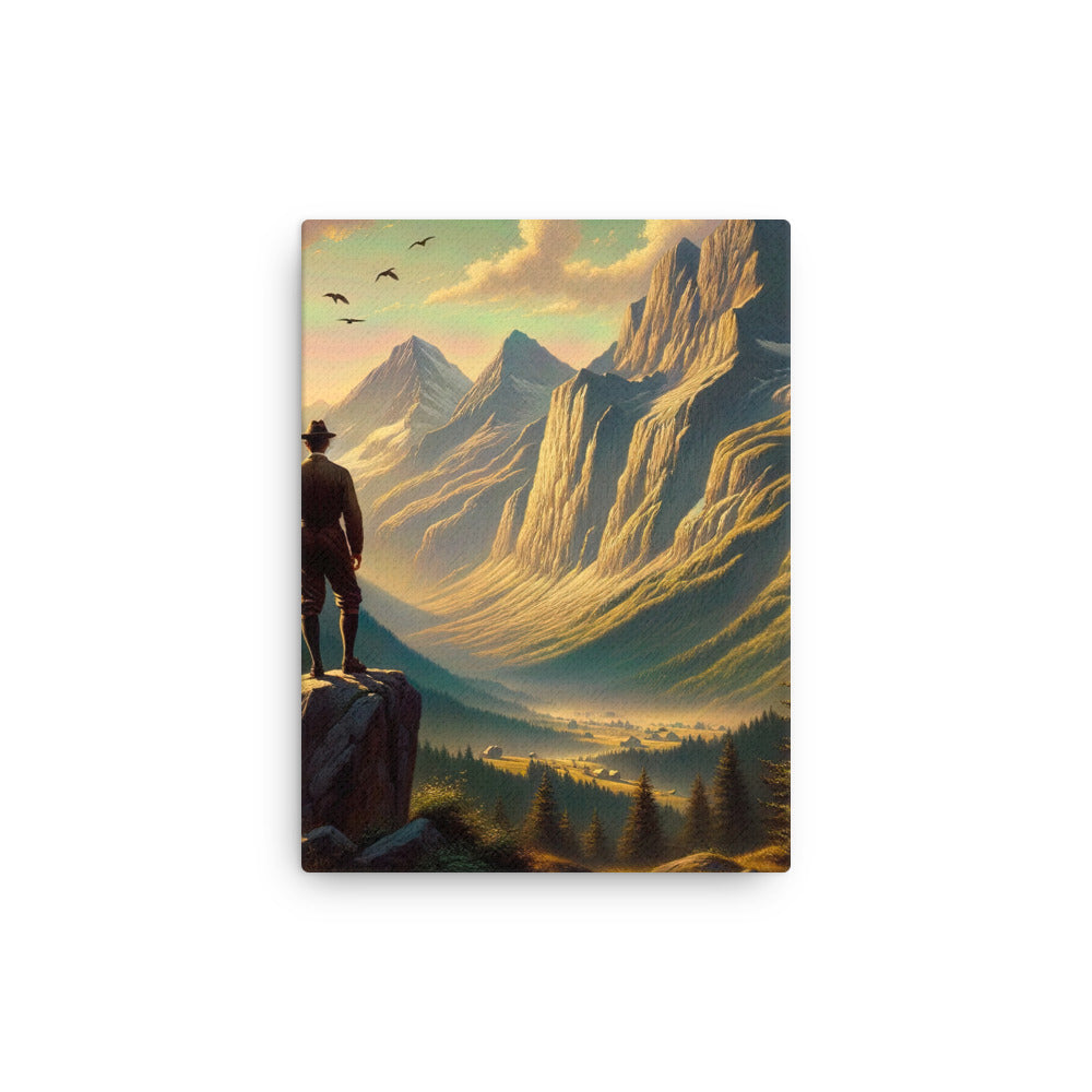 Ölgemälde eines Schweizer Wanderers in den Alpen bei goldenem Sonnenlicht - Dünne Leinwand wandern xxx yyy zzz 30.5 x 40.6 cm