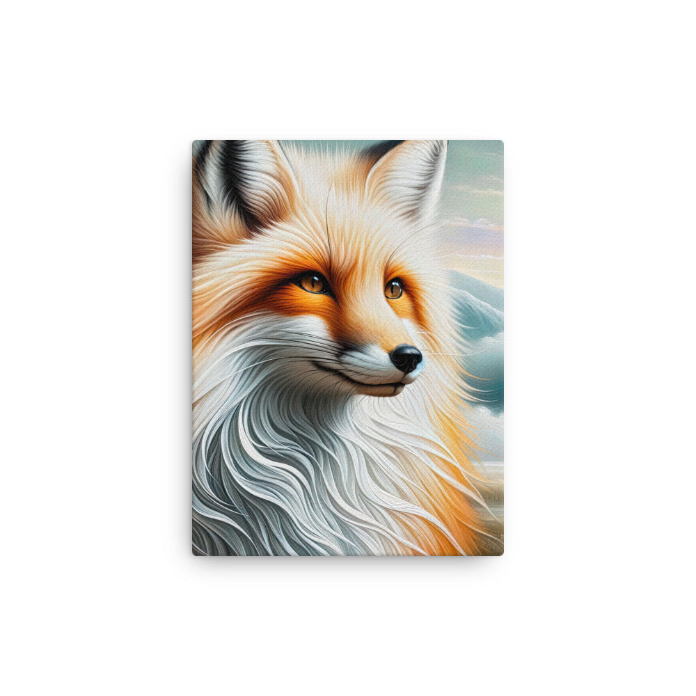 Ölgemälde eines anmutigen, intelligent blickenden Fuchses in Orange-Weiß - Dünne Leinwand camping xxx yyy zzz 30.5 x 40.6 cm