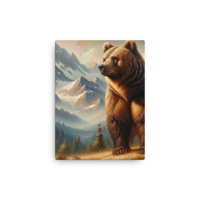 Ölgemälde eines königlichen Bären vor der majestätischen Alpenkulisse - Dünne Leinwand camping xxx yyy zzz 30.5 x 40.6 cm