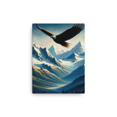 Ölgemälde eines Adlers vor schneebedeckten Bergsilhouetten - Dünne Leinwand berge xxx yyy zzz 30.5 x 40.6 cm