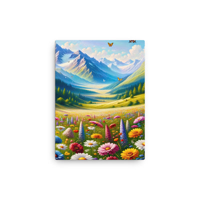 Ölgemälde einer ruhigen Almwiese, Oase mit bunter Wildblumenpracht - Dünne Leinwand camping xxx yyy zzz 30.5 x 40.6 cm