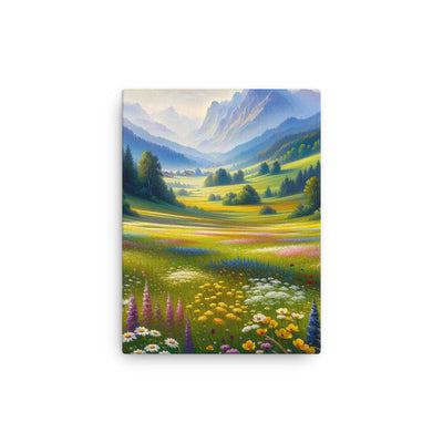 Ölgemälde einer Almwiese, Meer aus Wildblumen in Gelb- und Lilatönen - Dünne Leinwand berge xxx yyy zzz 30.5 x 40.6 cm
