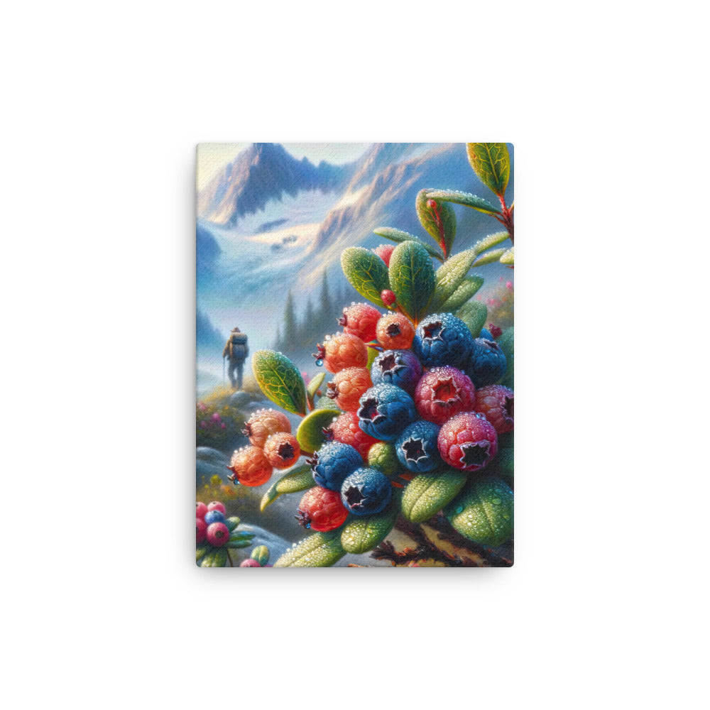 Ölgemälde einer Nahaufnahme von Alpenbeeren in satten Farben und zarten Texturen - Dünne Leinwand wandern xxx yyy zzz 30.5 x 40.6 cm