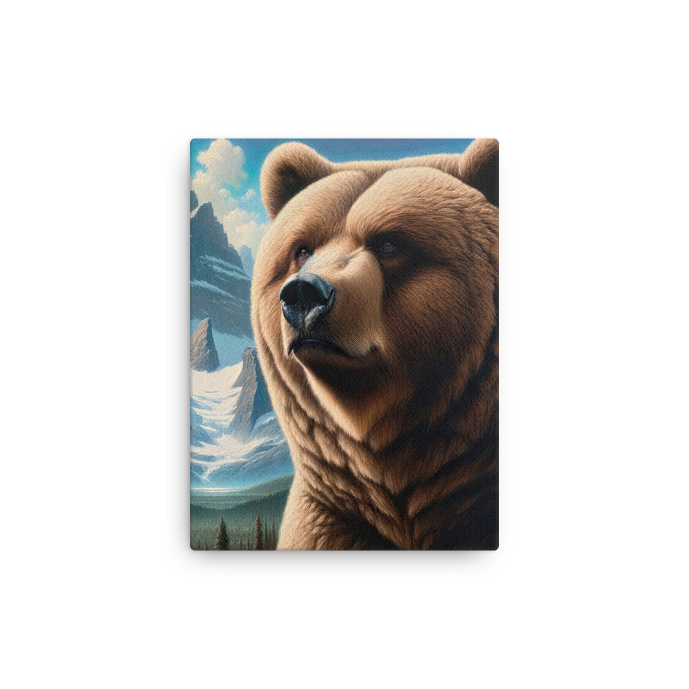 Realistisches Ölgemälde eines männlichen Bären in den Bergen mit Fokus auf Stärke und Schärfe - Dünne Leinwand camping xxx yyy zzz 30.5 x 40.6 cm