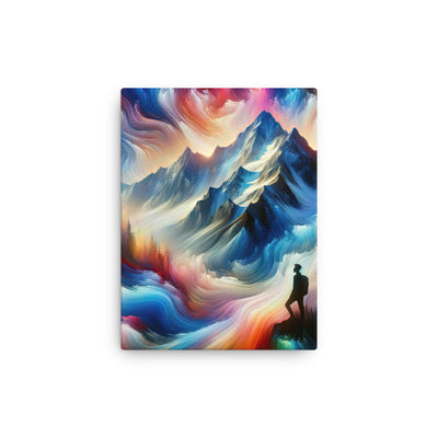 Foto eines abstrakt-expressionistischen Alpengemäldes mit Wanderersilhouette - Dünne Leinwand wandern xxx yyy zzz 30.5 x 40.6 cm