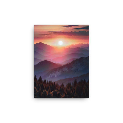 Foto der Alpenwildnis beim Sonnenuntergang, Himmel in warmen Orange-Tönen - Dünne Leinwand berge xxx yyy zzz 30.5 x 40.6 cm