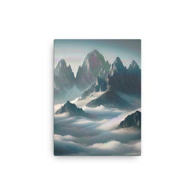 Foto eines nebligen Alpenmorgens, scharfe Gipfel ragen aus dem Nebel - Dünne Leinwand berge xxx yyy zzz 30.5 x 40.6 cm
