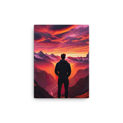 Foto der Schweizer Alpen im Sonnenuntergang, Himmel in surreal glänzenden Farbtönen - Dünne Leinwand wandern xxx yyy zzz 30.5 x 40.6 cm