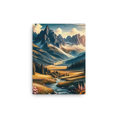 Quadratisches Kunstwerk der Alpen, majestätische Berge unter goldener Sonne - Dünne Leinwand berge xxx yyy zzz 30.5 x 40.6 cm