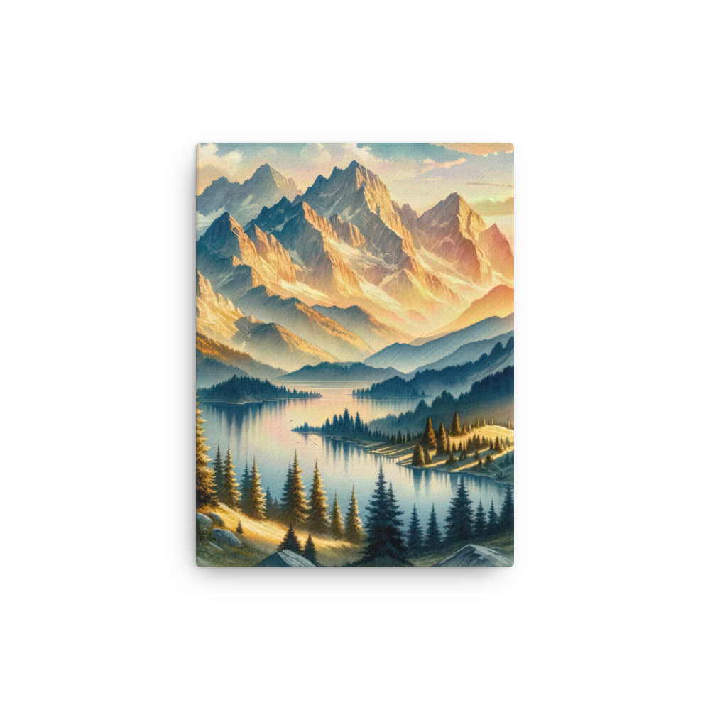 Aquarell der Alpenpracht bei Sonnenuntergang, Berge im goldenen Licht - Dünne Leinwand berge xxx yyy zzz 30.5 x 40.6 cm
