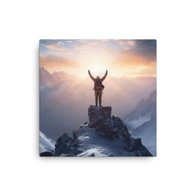 Mann auf der Spitze eines Berges - Landschaftsmalerei - Dünne Leinwand berge xxx 40.6 x 40.6 cm