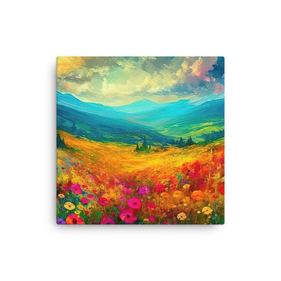 Berglandschaft und schöne farbige Blumen - Malerei - Dünne Leinwand berge xxx 40.6 x 40.6 cm