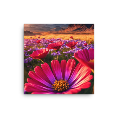Wünderschöne Blumen und Berge im Hintergrund - Dünne Leinwand berge xxx 40.6 x 40.6 cm