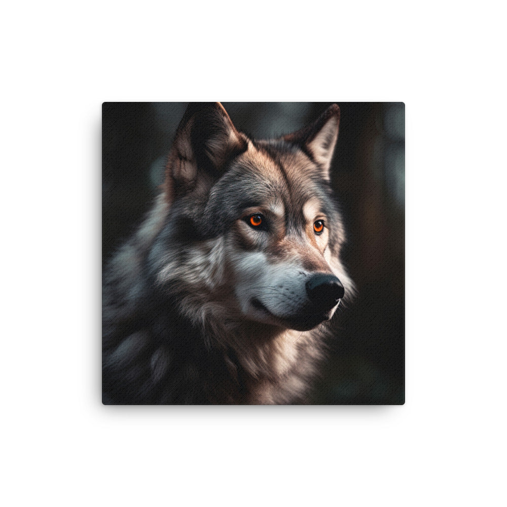 Wolf Porträt - Fotorealistische Malerei - Dünne L.einwand camping xxx 40.6 x 40.6 cm