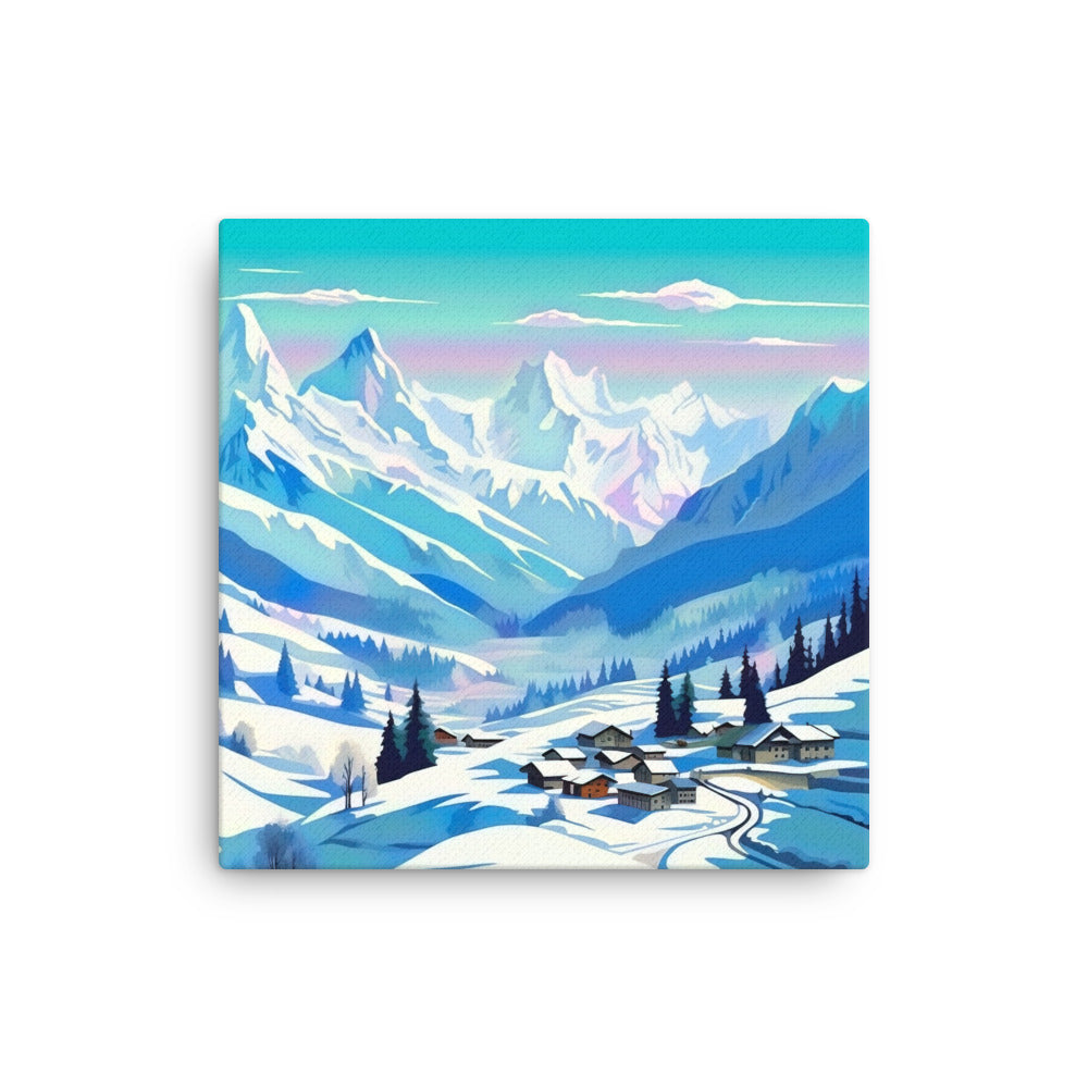 Berge und Schnee - Landschaft - Dünne Leinwand ski xxx 40.6 x 40.6 cm