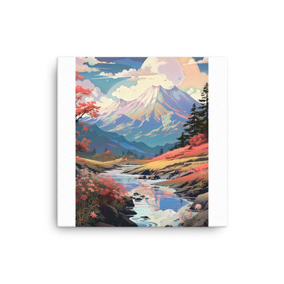 Berge. Fluss und Blumen - Malerei - Dünne Leinwand berge xxx 40.6 x 40.6 cm