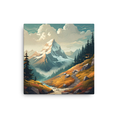 Berge, Wald und Wanderweg - Malerei - Dünne Leinwand berge xxx 40.6 x 40.6 cm