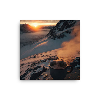 Heißer Kaffee auf einem schneebedeckten Berg - Dünne Leinwand berge xxx 40.6 x 40.6 cm