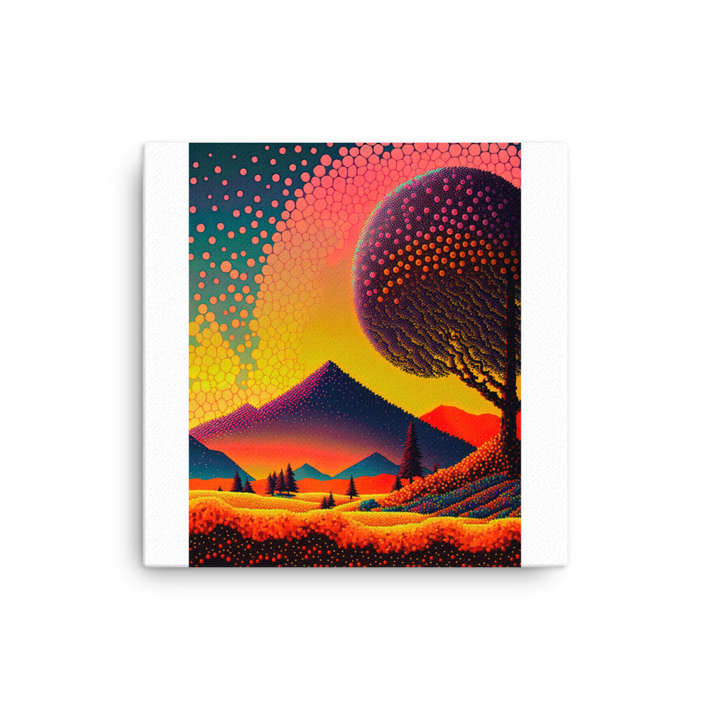 Berge und warme Farben - Punktkunst - Dünne Leinwand berge xxx 40.6 x 40.6 cm