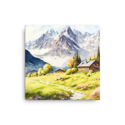 Epische Berge und Berghütte - Landschaftsmalerei - Dünne Leinwand berge xxx 40.6 x 40.6 cm