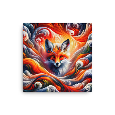 Abstraktes Kunstwerk, das den Geist der Alpen verkörpert. Leuchtender Fuchs in den Farben Orange, Rot, Weiß - Dünne Leinwand camping xxx yyy zzz 40.6 x 40.6 cm