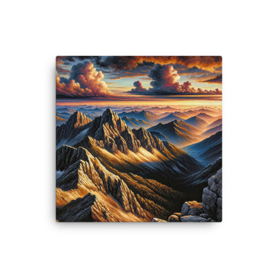 Alpen in Abenddämmerung: Acrylgemälde mit beleuchteten Berggipfeln - Dünne Leinwand berge xxx yyy zzz 40.6 x 40.6 cm
