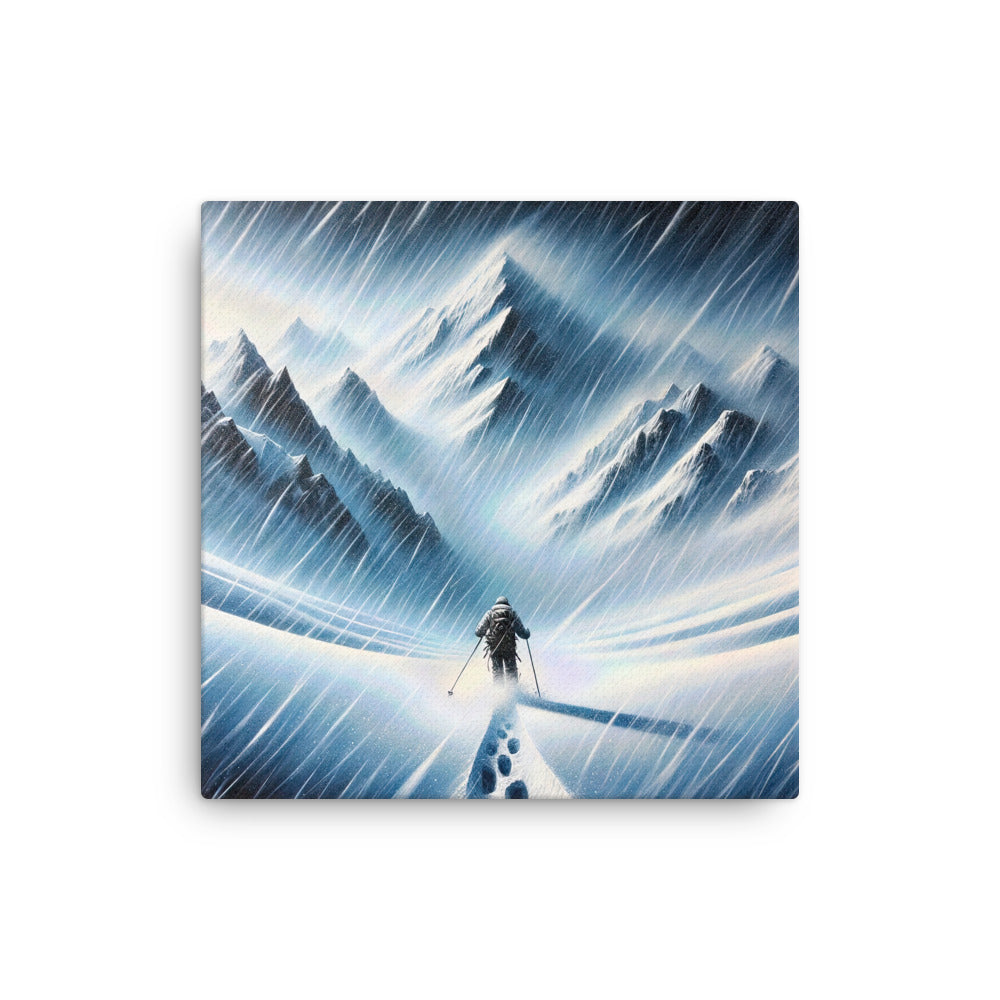 Wanderer und Bergsteiger im Schneesturm: Acrylgemälde der Alpen - Dünne Leinwand wandern xxx yyy zzz 40.6 x 40.6 cm
