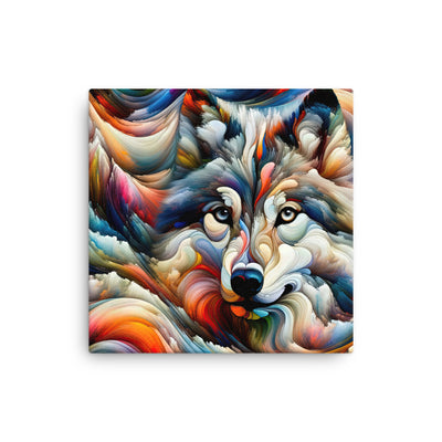 Abstrakte Kunst der Alpen mit einem Wolf. Chaotischer Tanz aus Farben und Formen. Surreale Landschaft (AN) - Dünne Leinwand xxx yyy zzz 40.6 x 40.6 cm