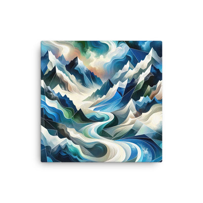 Abstrakte Kunst der Alpen, die geometrische Formen verbindet, um Berggipfel, Täler und Flüsse im Schnee darzustellen. . - Thin Canvas berge xxx yyy zzz 40.6 x 40.6 cm