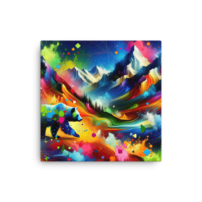 Neonfarbener Alpen Bär in abstrakten geometrischen Formen - Dünne Leinwand camping xxx yyy zzz 40.6 x 40.6 cm
