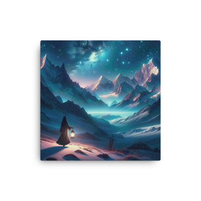 Stille Alpennacht: Digitale Kunst mit Gipfeln und Sternenteppich - Dünne Leinwand wandern xxx yyy zzz 40.6 x 40.6 cm