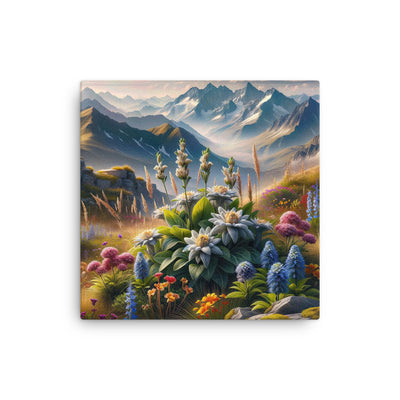 Alpine Flora: Digitales Kunstwerk mit lebendigen Blumen - Dünne Leinwand berge xxx yyy zzz 40.6 x 40.6 cm